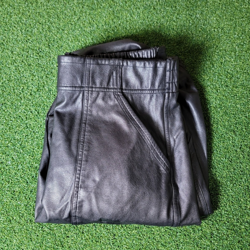 Spanx Faux Leather Jogger Pants High Rise Elastic Waist Black Size M‎